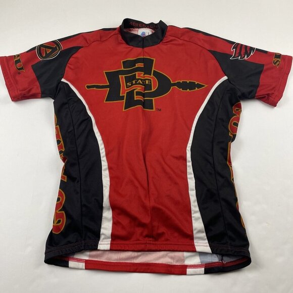 SDSU AZTECS Zip Cycling Jersey M San Diego State University Short Sleeve Red - Picture 1 of 12